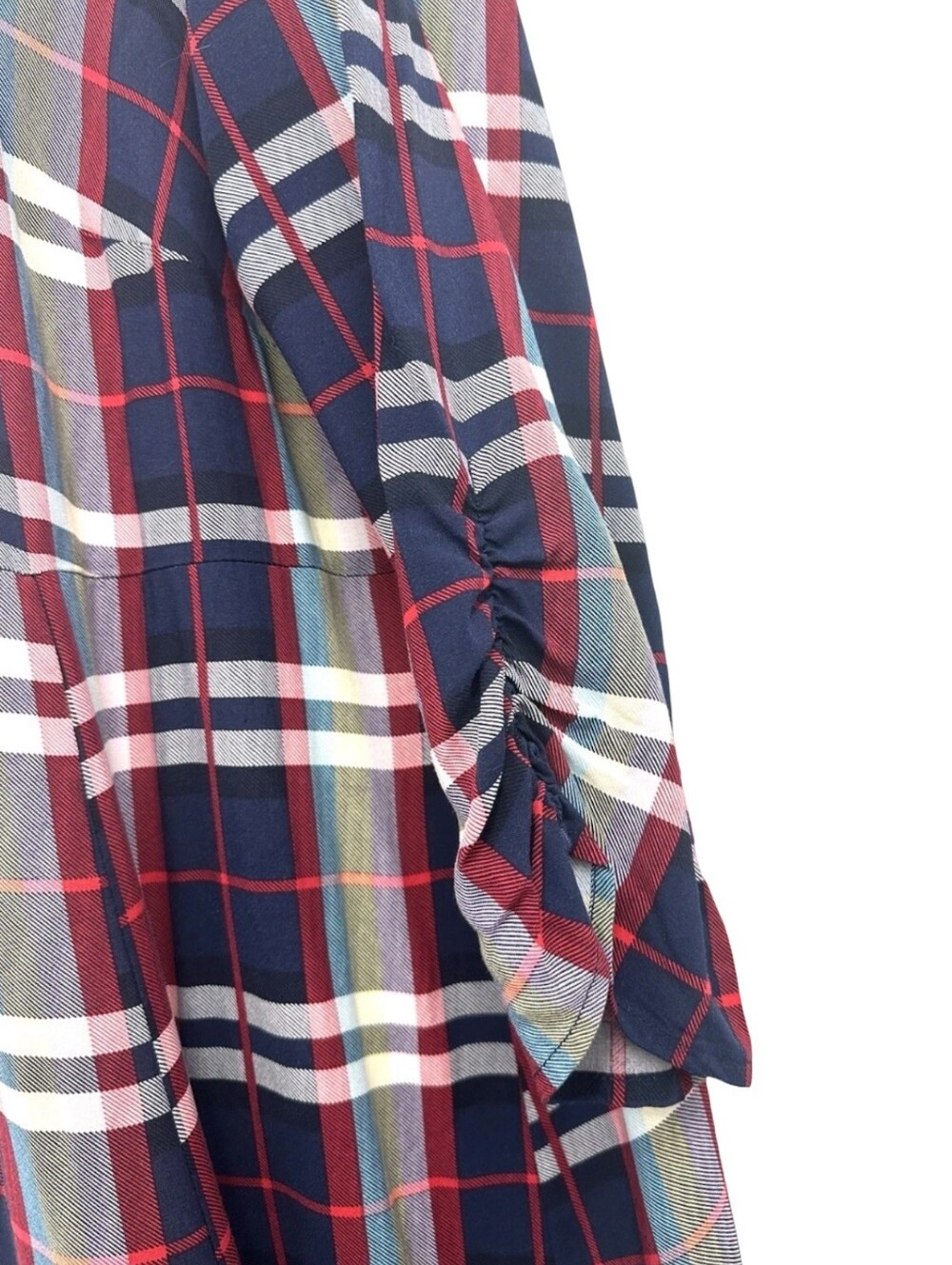 Torrid Maxi Kimono Duster Challis Plaid Red & Blue Plus Size 2 2X New - Picture 6 of 10